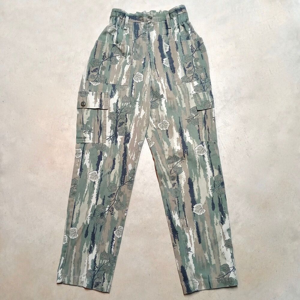 Vintage Women's Dame-o-flage Made in USA Camo Cargo Pants Size 12 Garden Farm